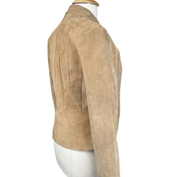 Colebrook Classics Genuine Leather Suede Camel Tan Collared Jacket Size Small - Picture 11 of 16